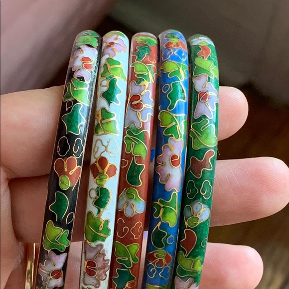 Set of 5 Cloisonnaite Bangles-new,never used - Picture 6 of 7